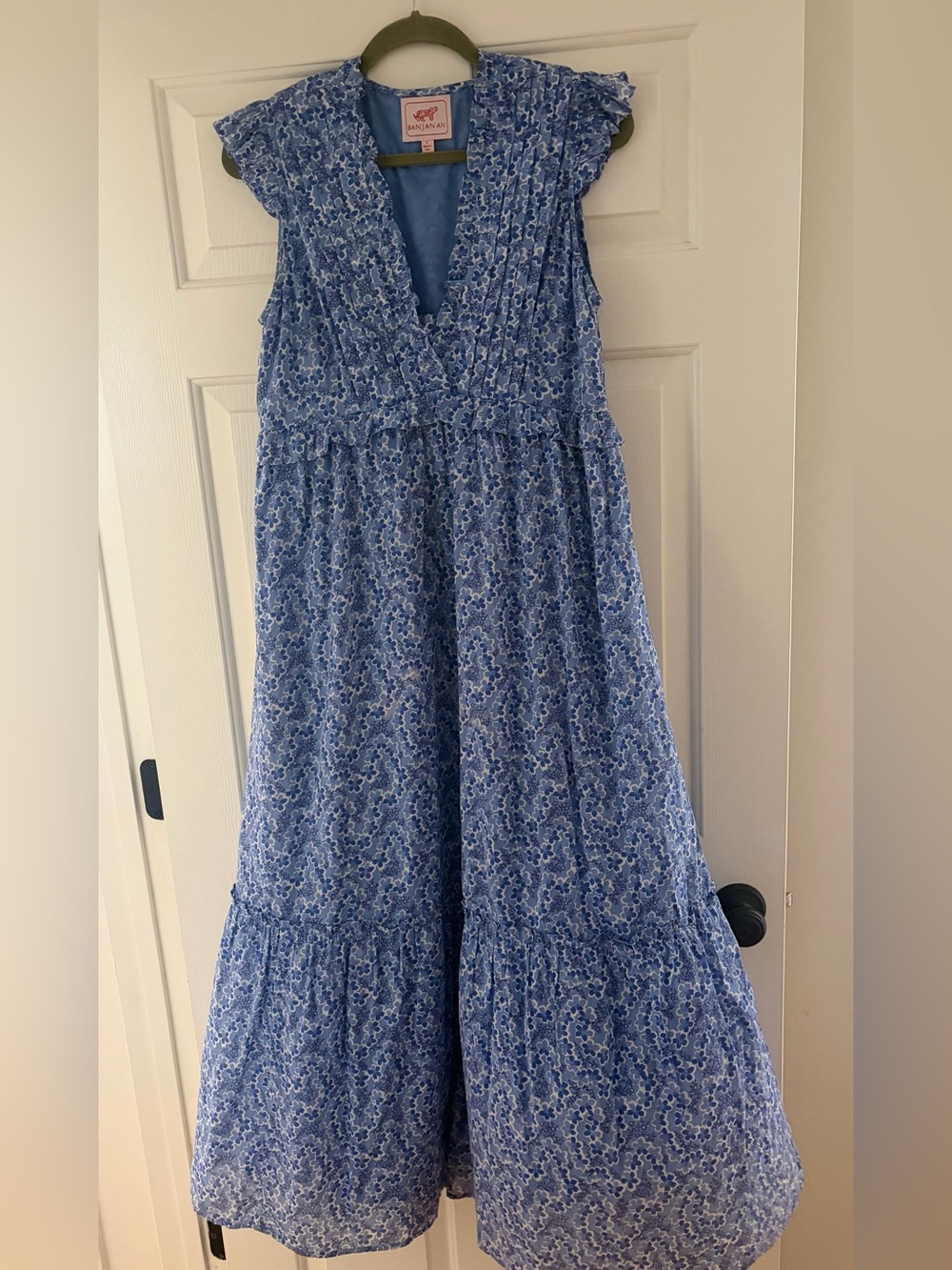 Banjanan Blue Floral Ruffled Maxi Dress